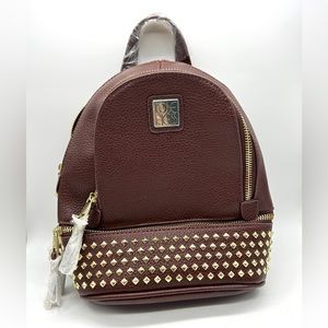 The Mini Backpack By Jose Hess NEW Brown Purse with Gold Studded Bag